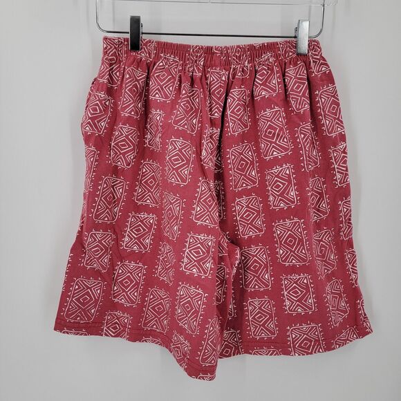 Cotton Connection Shorts Women's Medium Pull On Pink White Geo Print Vintage - Picture 2 of 6